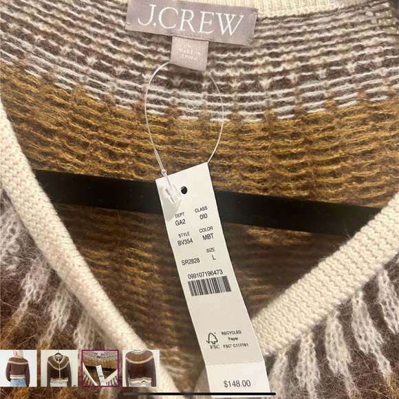 J. Crew Brown and White Fair Isle Cardigan - Picture 4 of 7